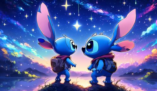 Stitch staring longingly at the stars