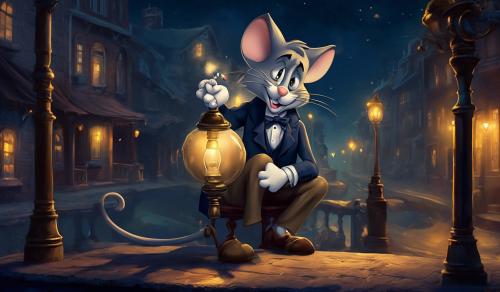 tom in tom and jerry. But he is a gentleman. Smoking. Close his eyes. Night scene. Sad about his love.