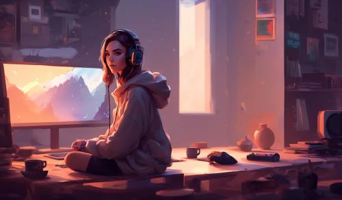 Minimalist cozy gamer girl