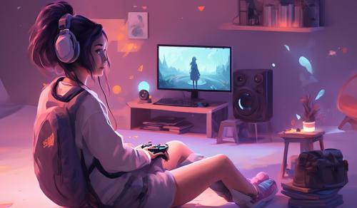 Minimalist cozy gamer girl