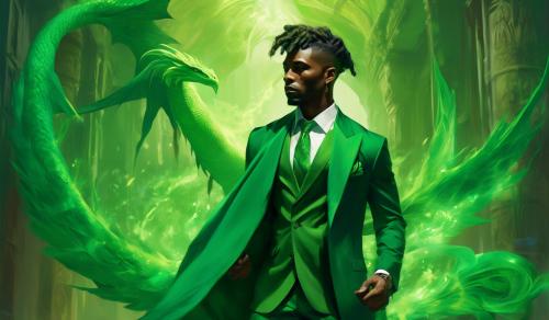 African american gangster wearing all green with a draco