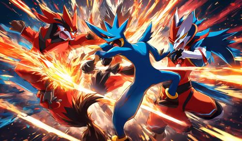 Lucario fighting blaziken