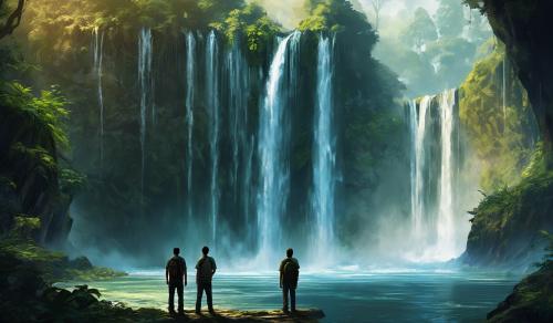 Two guys watching waterfal