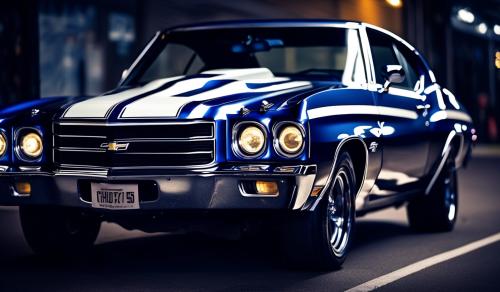 1970 chevy chevelle dark blue white stripe black background