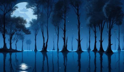 Lake trees moon