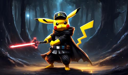 Darth Pikachu holding a keyblade.