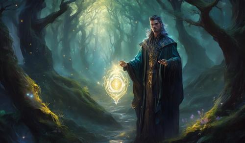 wise Warlock, magic man, in the woods