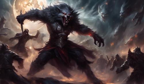 werewolf, vampire worrior, in battle 