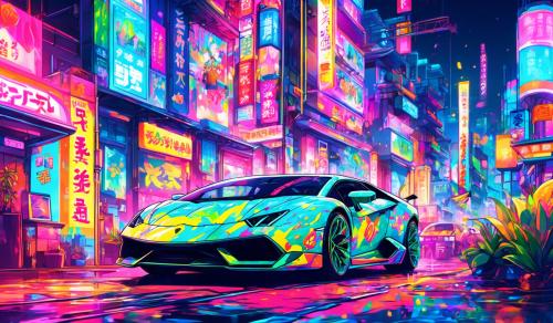 Tokyo vibrant lamborghini summer neon colored all anime juice world 