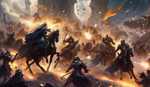 War battle with knights, witchs, and warlocks.     