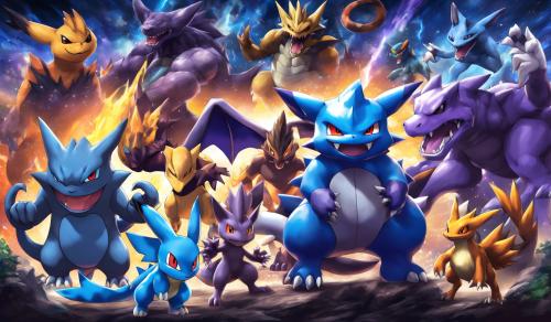 A pokemon wallpaper with Gengar, Mewtwo, Lucario, Charizard, Blastoise and Venosaur