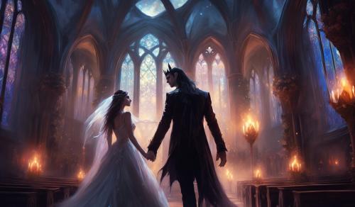 male vampire witch love his witch bride, in magical church 