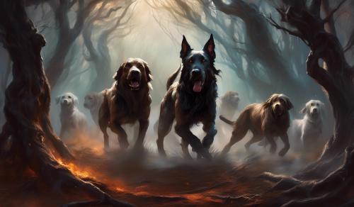 3 hell hounds casing a woman throught the old woods 