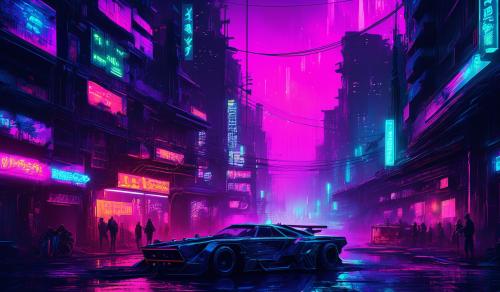 Cyberpunk, Night, Neon Schilds