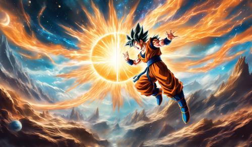 goku doing the biggest Kamehameha ever seen super resolution planet side huge power