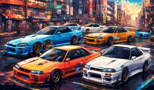 A group of nissan skylines