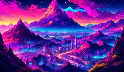 Neon mountains