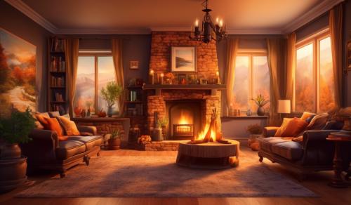 Warm and cozy living room with fireplace