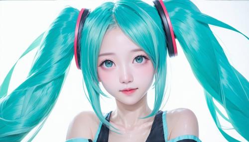 Hatsune miku in anime style.