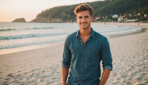 Cute guy on the beach. 