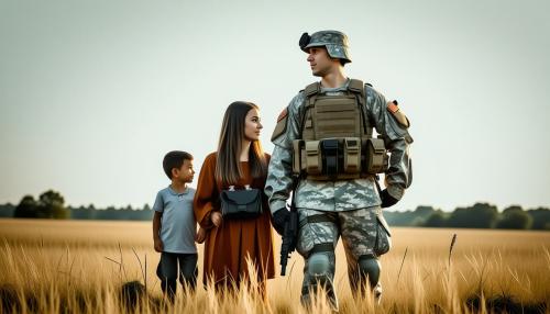 A soldier with his wife and kids