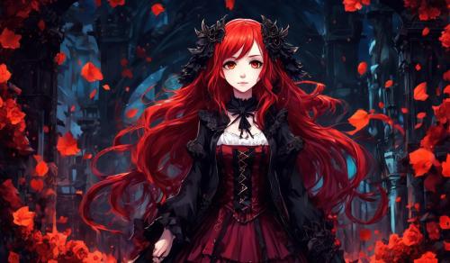 Redhead cute gothic girl