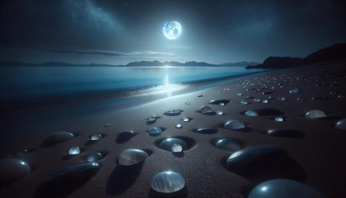 Moonstones on beach at night