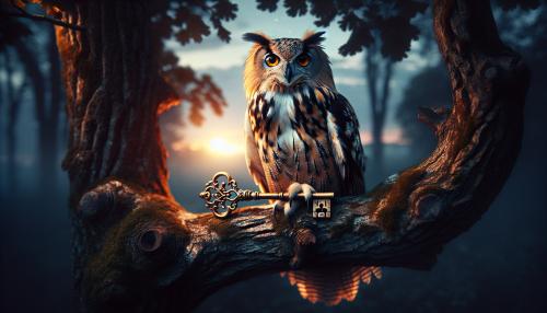 owl holding a key