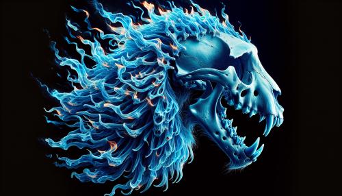 Blue fire lion skull 
