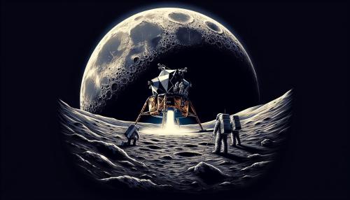 Apollo mission heroically landing on the moon