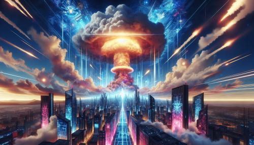 Nuke explosion futuristic. Anime.