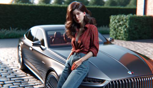 girl leaning against an audi car