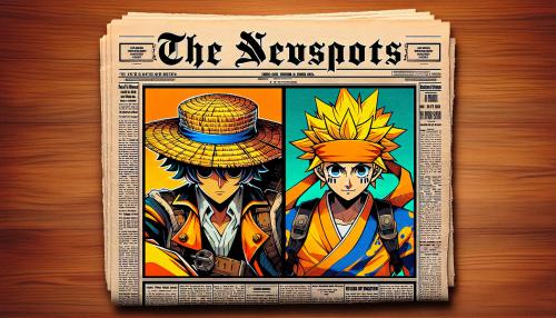 create an anime newspaper with one piece and Naruto character