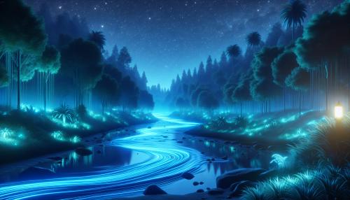 glowing neon blue river at night hd