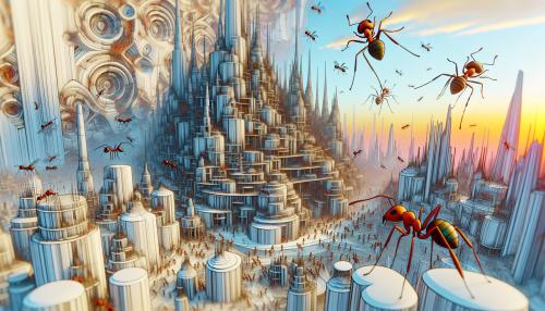 Antlife colony in dreamlike state, showing mind bending achitecture in 3D, hq, unreal engine 